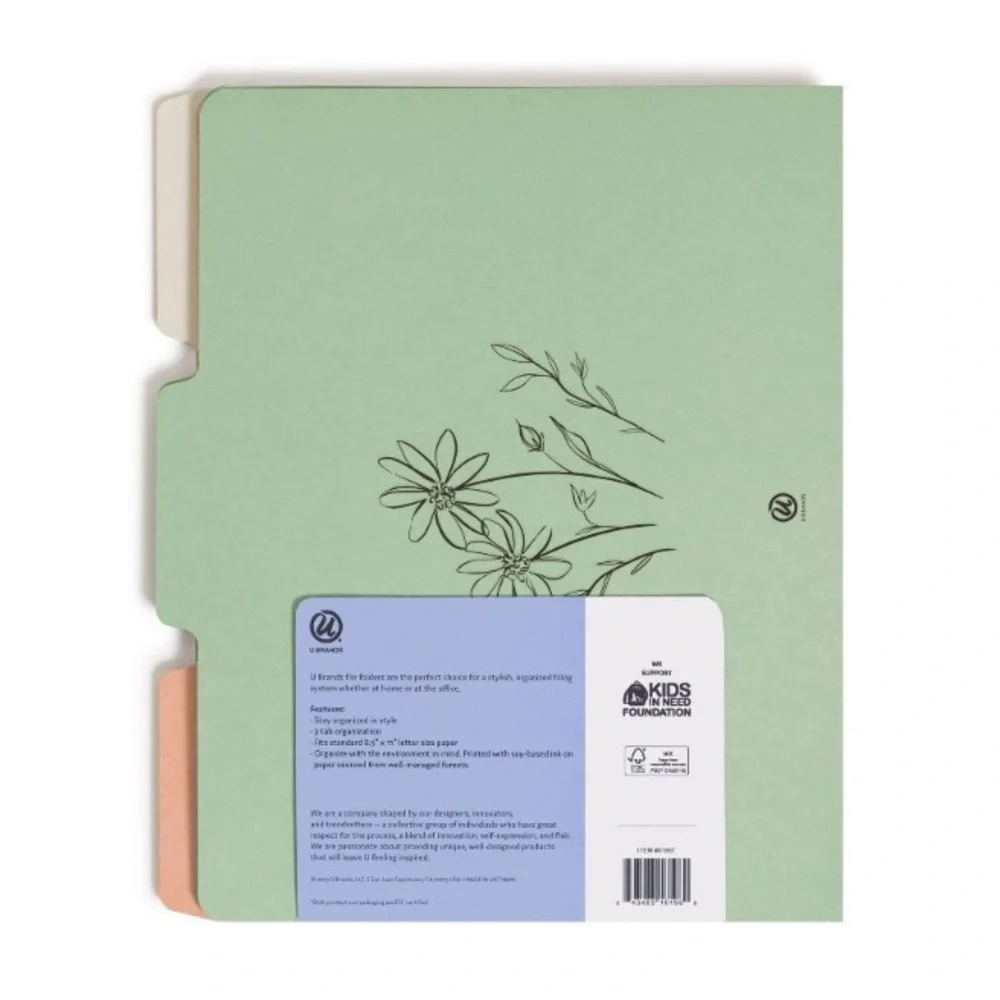 U Brand Floral Design File Folders 12 Count
